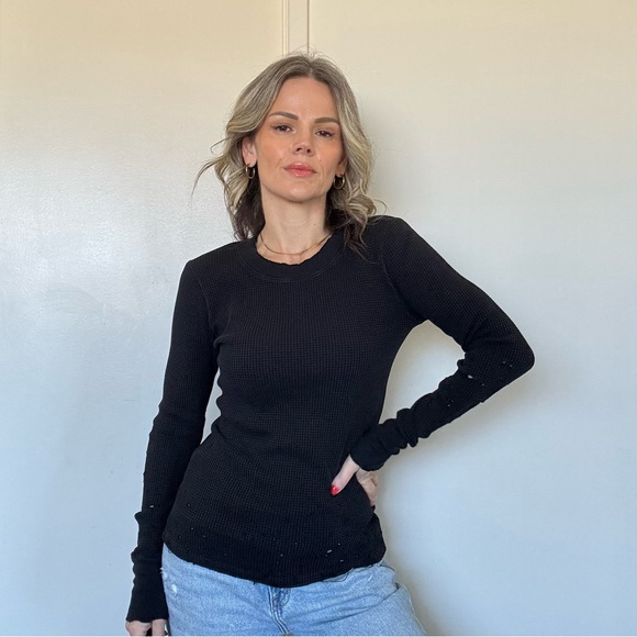 Cotton Citizen Distressed Waffle Knit Crew - Picture 6 of 13